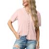 imageGRECERELLE Womens 2025 Short Sleeve Summer Sweater Tops Casual Button Down Knit CardiganLight Pink