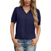 imageGRECERELLE Womens 2025 Short Sleeve Summer Sweater Tops Casual Button Down Knit CardiganNavy Blue