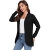 imageGRECERELLE Womens Long Sleeve Open Front Cardigan Casual VNeck Curved Hem Ribbed Knit Sweater Outerwear with Pockets01 Black