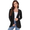 imageGRECERELLE Womens Long Sleeve Open Front Cardigan Casual VNeck Curved Hem Ribbed Knit Sweater Outerwear with Pockets01 Black