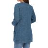 imageGRECERELLE Womens Long Sleeve Open Front Cardigan Casual VNeck Curved Hem Ribbed Knit Sweater Outerwear with PocketsBlue