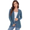 imageGRECERELLE Womens Long Sleeve Open Front Cardigan Casual VNeck Curved Hem Ribbed Knit Sweater Outerwear with PocketsBlue