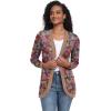 imageGRECERELLE Womens Long Sleeve Open Front Cardigan Casual VNeck Curved Hem Ribbed Knit Sweater Outerwear with PocketsBrown Pink Flower