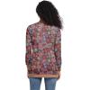 imageGRECERELLE Womens Long Sleeve Open Front Cardigan Casual VNeck Curved Hem Ribbed Knit Sweater Outerwear with PocketsBrown Pink Flower