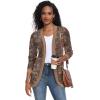imageGRECERELLE Womens Long Sleeve Open Front Cardigan Casual VNeck Curved Hem Ribbed Knit Sweater Outerwear with PocketsCashew Brown