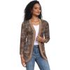 imageGRECERELLE Womens Long Sleeve Open Front Cardigan Casual VNeck Curved Hem Ribbed Knit Sweater Outerwear with PocketsCashew Brown
