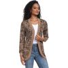 imageGRECERELLE Womens Long Sleeve Open Front Cardigan Casual VNeck Curved Hem Ribbed Knit Sweater Outerwear with PocketsCosmos Khaki