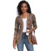 imageGRECERELLE Womens Long Sleeve Open Front Cardigan Casual VNeck Curved Hem Ribbed Knit Sweater Outerwear with PocketsCosmos Khaki