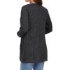 imageGRECERELLE Womens Long Sleeve Open Front Cardigan Casual VNeck Curved Hem Ribbed Knit Sweater Outerwear with PocketsDark Gray