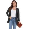 imageGRECERELLE Womens Long Sleeve Open Front Cardigan Casual VNeck Curved Hem Ribbed Knit Sweater Outerwear with PocketsDark Gray