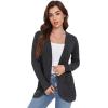 imageGRECERELLE Womens Long Sleeve Open Front Cardigan Casual VNeck Curved Hem Ribbed Knit Sweater Outerwear with PocketsDark Gray