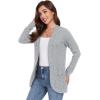 imageGRECERELLE Womens Long Sleeve Open Front Cardigan Casual VNeck Curved Hem Ribbed Knit Sweater Outerwear with PocketsGray