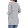 imageGRECERELLE Womens Long Sleeve Open Front Cardigan Casual VNeck Curved Hem Ribbed Knit Sweater Outerwear with PocketsGray