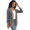 imageGRECERELLE Womens Long Sleeve Open Front Cardigan Casual VNeck Curved Hem Ribbed Knit Sweater Outerwear with PocketsLeopard Blue