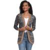 imageGRECERELLE Womens Long Sleeve Open Front Cardigan Casual VNeck Curved Hem Ribbed Knit Sweater Outerwear with PocketsLeopard Blue