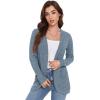 imageGRECERELLE Womens Long Sleeve Open Front Cardigan Casual VNeck Curved Hem Ribbed Knit Sweater Outerwear with PocketsLight Blue