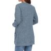 imageGRECERELLE Womens Long Sleeve Open Front Cardigan Casual VNeck Curved Hem Ribbed Knit Sweater Outerwear with PocketsLight Blue