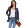 imageGRECERELLE Womens Long Sleeve Open Front Cardigan Casual VNeck Curved Hem Ribbed Knit Sweater Outerwear with PocketsNavy Blue