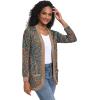 imageGRECERELLE Womens Long Sleeve Open Front Cardigan Casual VNeck Curved Hem Ribbed Knit Sweater Outerwear with PocketsPaisley Blue