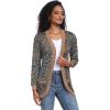 imageGRECERELLE Womens Long Sleeve Open Front Cardigan Casual VNeck Curved Hem Ribbed Knit Sweater Outerwear with PocketsPaisley Blue