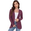imageGRECERELLE Womens Long Sleeve Open Front Cardigan Casual VNeck Curved Hem Ribbed Knit Sweater Outerwear with PocketsRose Red