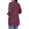 imageGRECERELLE Womens Long Sleeve Open Front Cardigan Casual VNeck Curved Hem Ribbed Knit Sweater Outerwear with PocketsRose Red