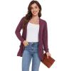 imageGRECERELLE Womens Long Sleeve Open Front Cardigan Casual VNeck Curved Hem Ribbed Knit Sweater Outerwear with PocketsRose Red