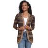 imageGRECERELLE Womens Long Sleeve Open Front Cardigan Casual VNeck Curved Hem Ribbed Knit Sweater Outerwear with PocketsRound Flower Brown