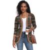 imageGRECERELLE Womens Long Sleeve Open Front Cardigan Casual VNeck Curved Hem Ribbed Knit Sweater Outerwear with PocketsRound Flower Green