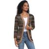 imageGRECERELLE Womens Long Sleeve Open Front Cardigan Casual VNeck Curved Hem Ribbed Knit Sweater Outerwear with PocketsRound Flower Green