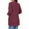 imageGRECERELLE Womens Long Sleeve Open Front Cardigan Casual VNeck Curved Hem Ribbed Knit Sweater Outerwear with PocketsWine Red