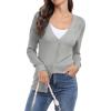 imageGRECERELLE Womens Summer Crochet Sweaters Long Sleeve Lightweight Bolero Knit CardigansLight Gray