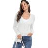 imageGRECERELLE Womens Summer Crochet Sweaters Long Sleeve Lightweight Bolero Knit CardigansWhite