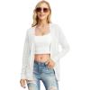imageGRECERELLE Womens Summer Crochet Sweaters Long Sleeve Lightweight Bolero Knit CardigansWhite