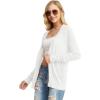 imageGRECERELLE Womens Summer Crochet Sweaters Long Sleeve Lightweight Bolero Knit CardigansWhite