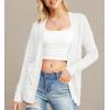 imageGRECERELLE Womens Summer Crochet Sweaters Long Sleeve Lightweight Bolero Knit CardigansWhite