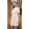 imageGRECERELLE Womens Summer Short Sleeve Button Crew Neck Elegant Business Work Bodycon Mini Short DressesApricot White