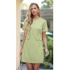 imageGRECERELLE Womens Summer Short Sleeve Button Crew Neck Elegant Business Work Bodycon Mini Short DressesAvocado Green