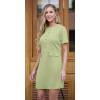 imageGRECERELLE Womens Summer Short Sleeve Button Crew Neck Elegant Business Work Bodycon Mini Short DressesAvocado Green