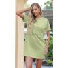 imageGRECERELLE Womens Summer Short Sleeve Button Crew Neck Elegant Business Work Bodycon Mini Short DressesAvocado Green