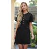 imageGRECERELLE Womens Summer Short Sleeve Button Crew Neck Elegant Business Work Bodycon Mini Short DressesBlack