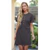 imageGRECERELLE Womens Summer Short Sleeve Button Crew Neck Elegant Business Work Bodycon Mini Short DressesDark Gray