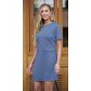imageGRECERELLE Womens Summer Short Sleeve Button Crew Neck Elegant Business Work Bodycon Mini Short DressesDenim Blue