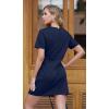 imageGRECERELLE Womens Summer Short Sleeve Button Crew Neck Elegant Business Work Bodycon Mini Short DressesNavy Blue
