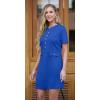 imageGRECERELLE Womens Summer Short Sleeve Button Crew Neck Elegant Business Work Bodycon Mini Short DressesRoyal Blue