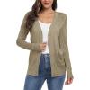imageGRECERELLE Womens Summer Crochet Sweaters Long Sleeve Lightweight Bolero Knit CardigansKhaki