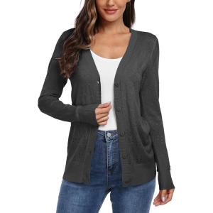 imageGRECERELLE Womens Summer Crochet Sweaters Long Sleeve Lightweight Bolero Knit CardigansDark Gray
