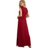 imageGRECERELLE 2024 Women Summer Crew Neck Casual Loose Split WrinkleFree Long Maxi Beach Dress with PocketsWine Red