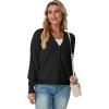 imageGRECERELLE 2025 Womens Lightweight Open Front Long Sleeve Casual Button Down VNeck Cardigan Sweater S2XL01 Black