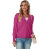 imageGRECERELLE 2025 Womens Lightweight Open Front Long Sleeve Casual Button Down VNeck Cardigan Sweater S2XLHot Pink